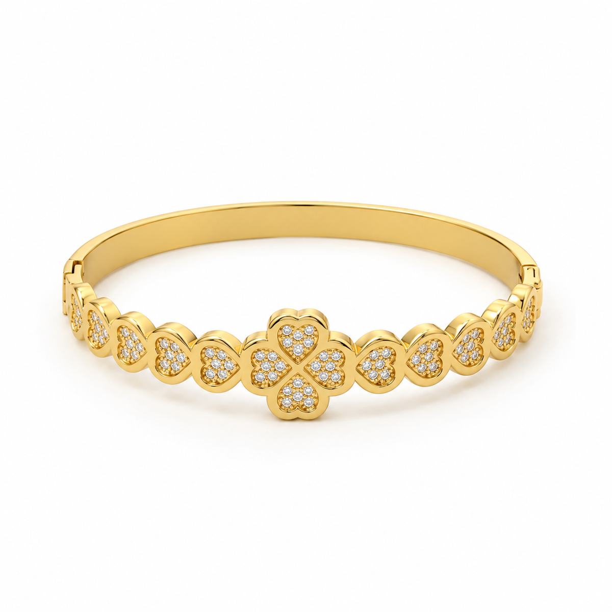 14K Gold Fortuna Hearts Bangle