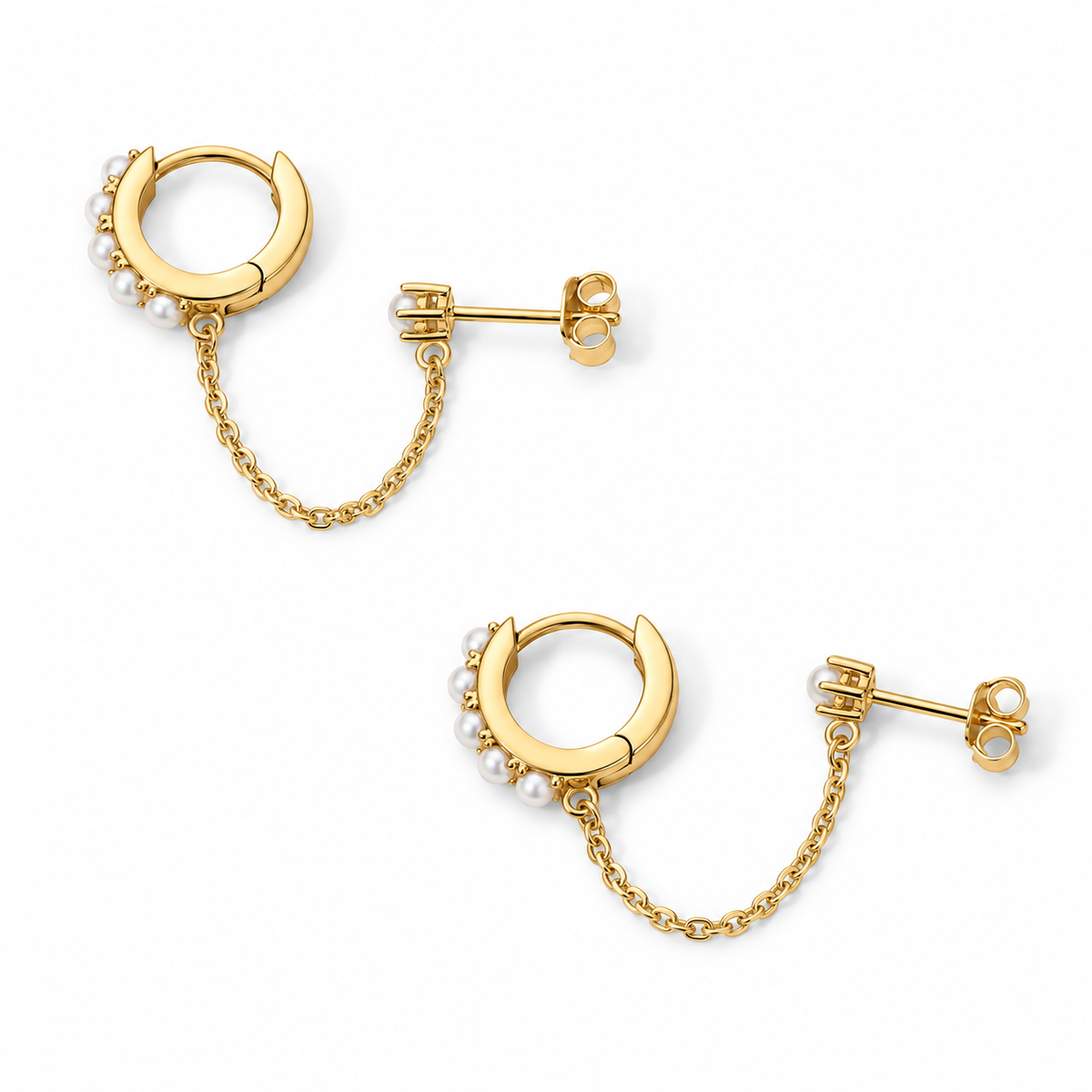 14K Gold Portofino Pearl Chain Earring