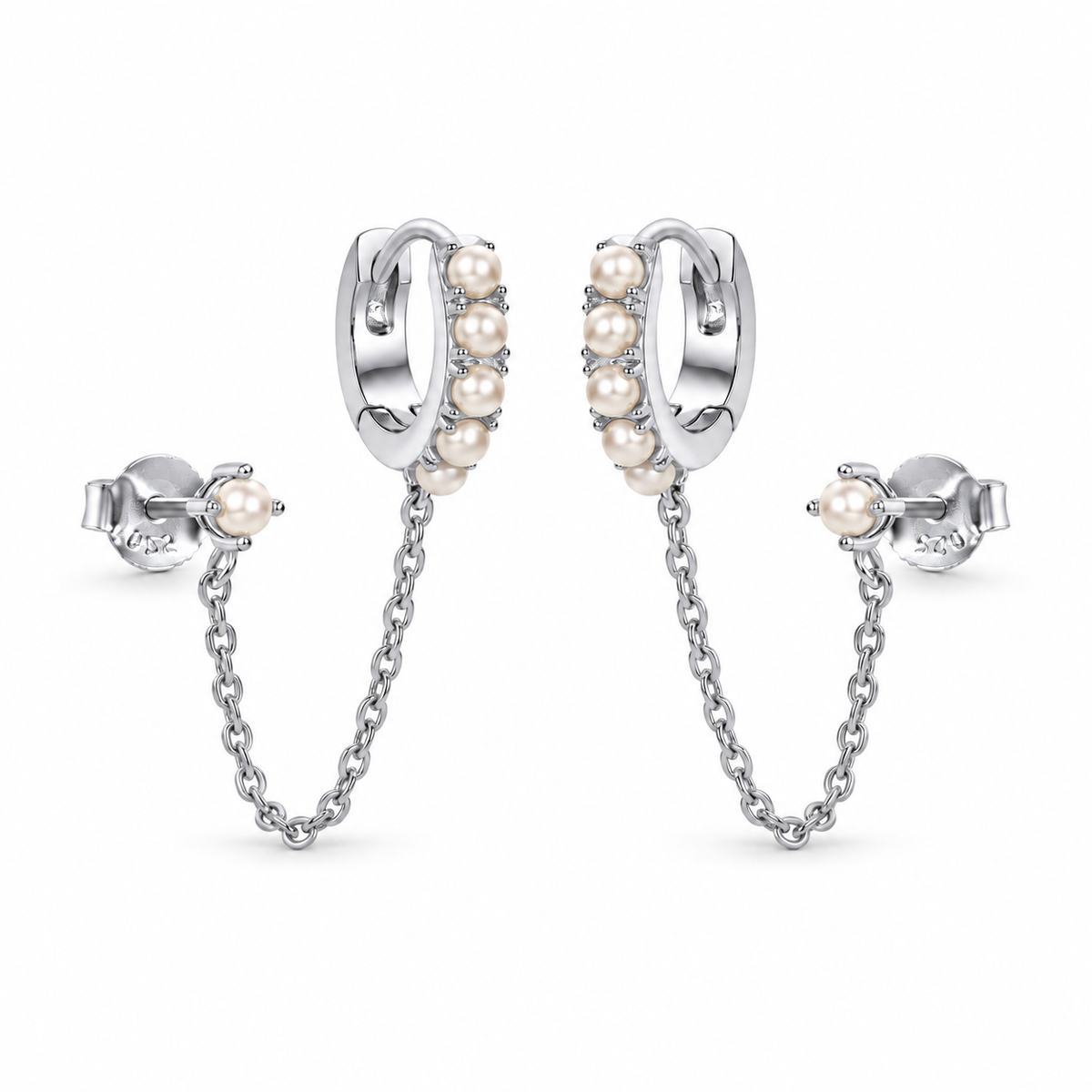 14K Gold Portofino Pearl Chain Earring